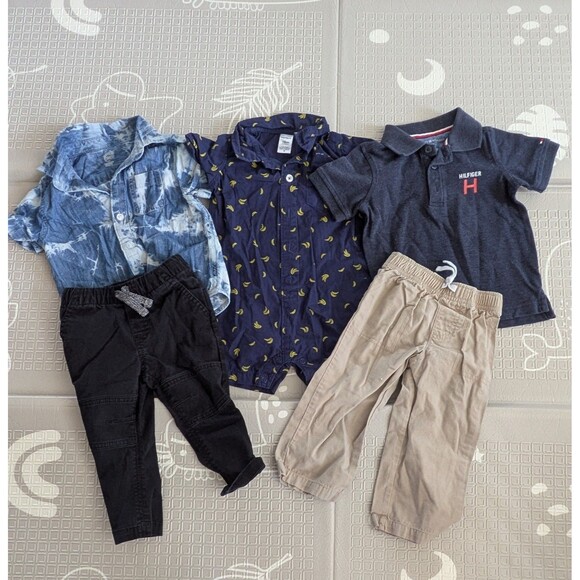 Tommy Hilfiger Other - 18M Baby Boy Clothing Lot 5PC Tommy Polo Carter’s Romper Pants Spring Summer